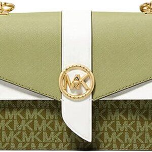 Michael Kors Greenwich Small Color-Block Logo and Saffiano Leather Crossbody Bag